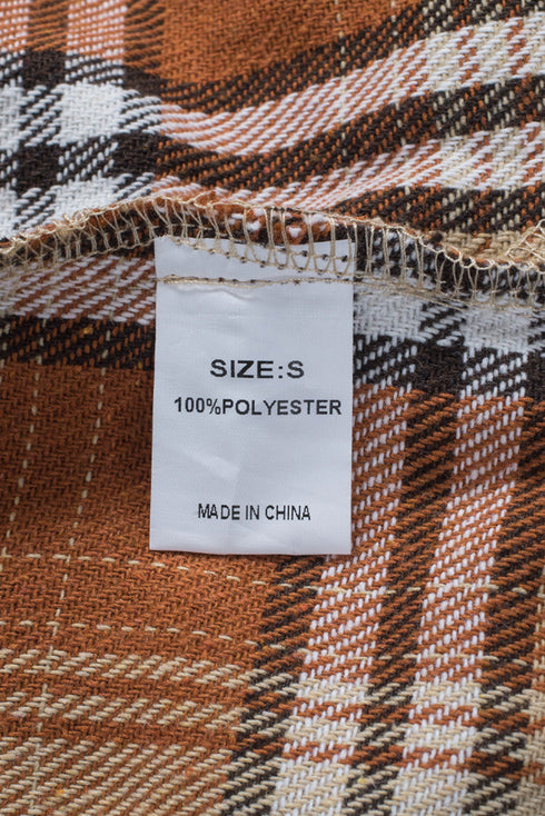 Plaid Color Block Patchwork Shirt Jacket With Pocket